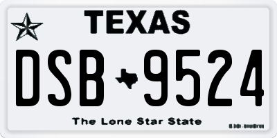 TX license plate DSB9524