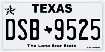 TX license plate DSB9525