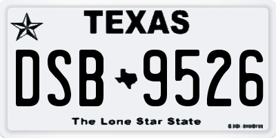 TX license plate DSB9526