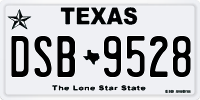 TX license plate DSB9528
