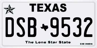 TX license plate DSB9532