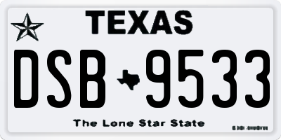 TX license plate DSB9533