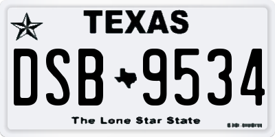 TX license plate DSB9534