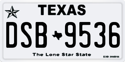 TX license plate DSB9536