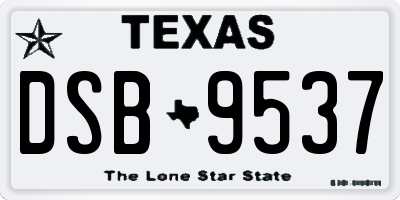 TX license plate DSB9537