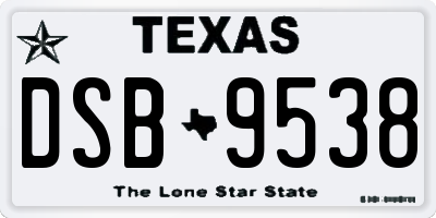 TX license plate DSB9538