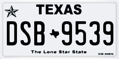 TX license plate DSB9539