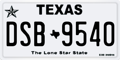 TX license plate DSB9540