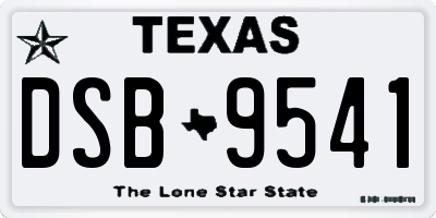 TX license plate DSB9541