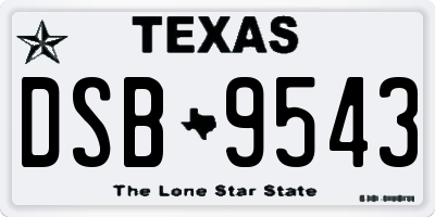 TX license plate DSB9543
