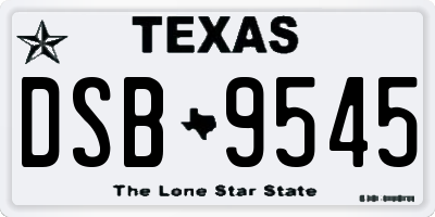 TX license plate DSB9545