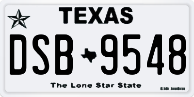 TX license plate DSB9548