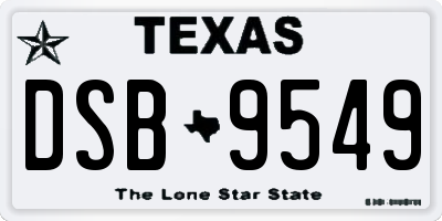 TX license plate DSB9549