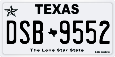 TX license plate DSB9552