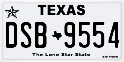 TX license plate DSB9554