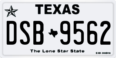 TX license plate DSB9562