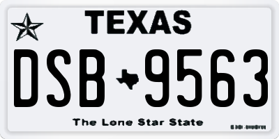 TX license plate DSB9563