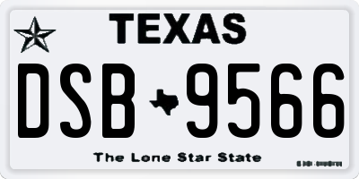 TX license plate DSB9566