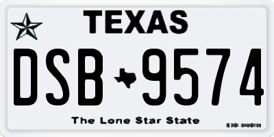 TX license plate DSB9574