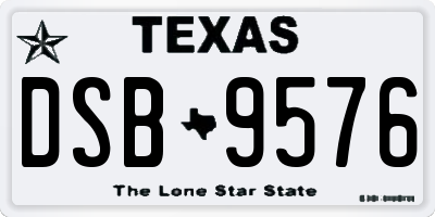 TX license plate DSB9576