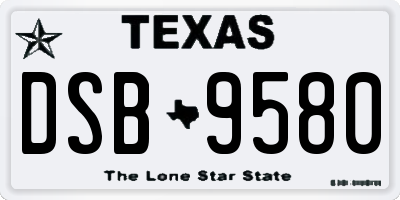 TX license plate DSB9580