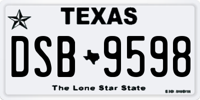 TX license plate DSB9598