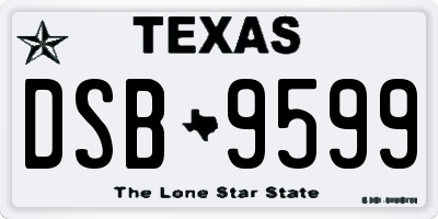 TX license plate DSB9599