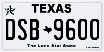TX license plate DSB9600