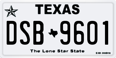 TX license plate DSB9601