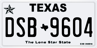 TX license plate DSB9604