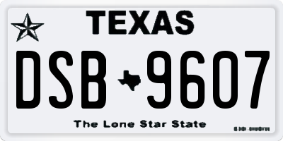 TX license plate DSB9607