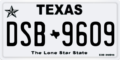 TX license plate DSB9609