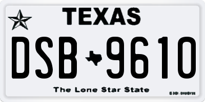 TX license plate DSB9610
