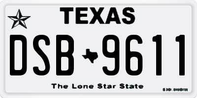 TX license plate DSB9611