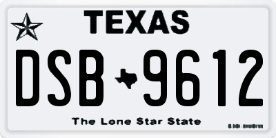 TX license plate DSB9612
