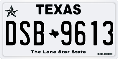 TX license plate DSB9613