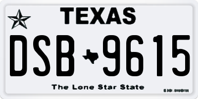 TX license plate DSB9615