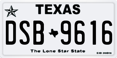 TX license plate DSB9616
