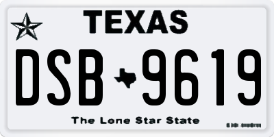 TX license plate DSB9619