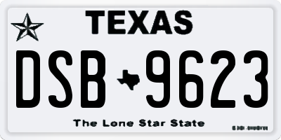 TX license plate DSB9623