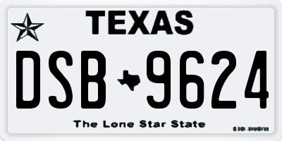 TX license plate DSB9624