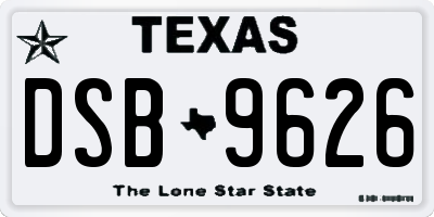 TX license plate DSB9626