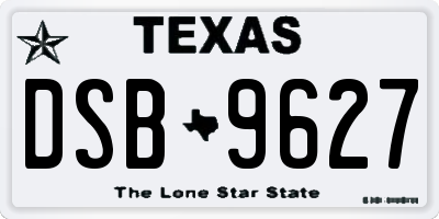 TX license plate DSB9627