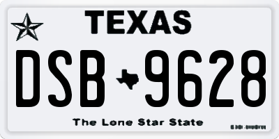 TX license plate DSB9628