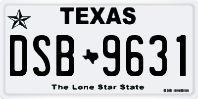TX license plate DSB9631
