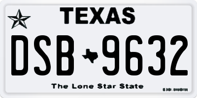 TX license plate DSB9632
