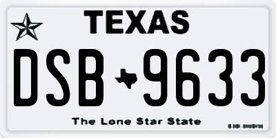 TX license plate DSB9633