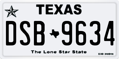 TX license plate DSB9634