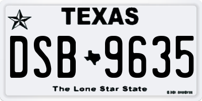 TX license plate DSB9635