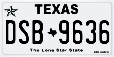 TX license plate DSB9636
